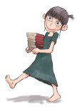 girl carrying used books